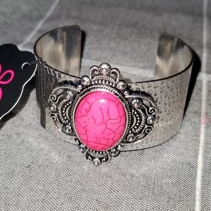 NWT/ Hot Pink Designed Wide Cuff Bracelet